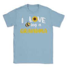 Load image into Gallery viewer, Funny Bee Sunflower I Love Being A Grandma Grandmother Design (Front - Light Blue
