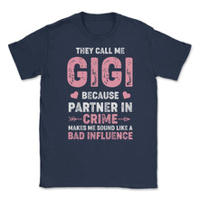 Load image into Gallery viewer, Funny Gigi Partner In Crime Bad Influence Grandma Humor Graphic ( - Navy

