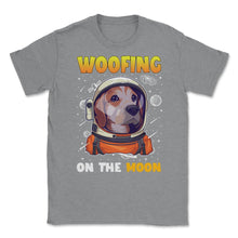 Load image into Gallery viewer, Beagle Astronaut Woofing On The Moon Beagle Puppy Print (Front Print) - Grey Heather
