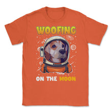 Load image into Gallery viewer, Beagle Astronaut Woofing On The Moon Beagle Puppy Print (Front Print) - Orange
