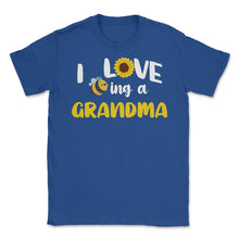 Load image into Gallery viewer, Funny Bee Sunflower I Love Being A Grandma Grandmother Design (Front - Royal Blue
