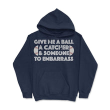 Load image into Gallery viewer, Funny Baseball Pitcher Humor Ball Catcher Embarrass Gag Design (Front - Navy
