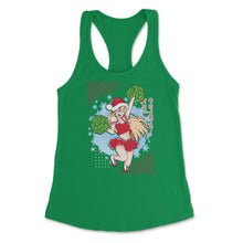 Load image into Gallery viewer, Cheerleader Anime Christmas Santa Girl With Pom Poms Funny Product ( - Kelly Green
