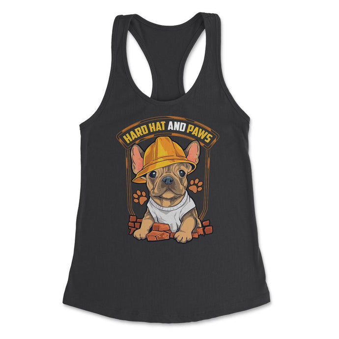 French Bulldog Construction Worker Hard Hat & Paws Frenchie Graphic ( - Black