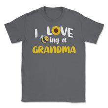 Load image into Gallery viewer, Funny Bee Sunflower I Love Being A Grandma Grandmother Design (Front - Smoke Grey
