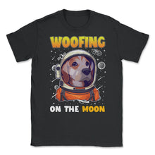 Load image into Gallery viewer, Beagle Astronaut Woofing On The Moon Beagle Puppy Print (Front Print) - Black

