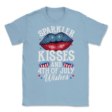 Load image into Gallery viewer, Sparkler Kisses And 4th Of July Wishes For Independence Day Print ( - Light Blue
