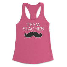 Load image into Gallery viewer, Funny Gender Reveal Announcement Team Staches Baby Boy Print (Front - Hot Pink
