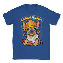 Load image into Gallery viewer, French Bulldog Construction Worker Hard Hat &amp; Paws Frenchie Graphic ( - Royal Blue
