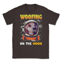 Load image into Gallery viewer, Beagle Astronaut Woofing On The Moon Beagle Puppy Print (Front Print) - Brown
