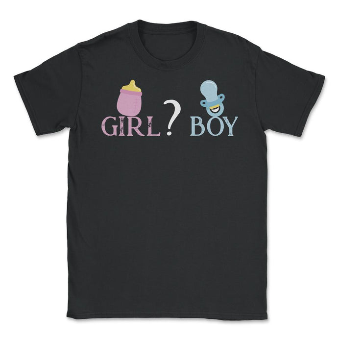 Funny Girl Boy Baby Gender Reveal Announcement Party Print (Front - Black