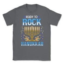 Load image into Gallery viewer, Ready To Rock Hanukkah Jewish Hanukah Holiday Print (Front Print) - Smoke Grey
