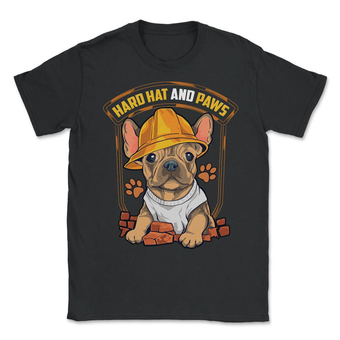 French Bulldog Construction Worker Hard Hat & Paws Frenchie Graphic ( - Black