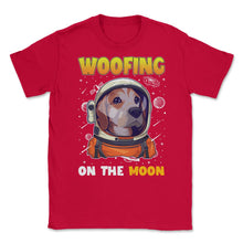 Load image into Gallery viewer, Beagle Astronaut Woofing On The Moon Beagle Puppy Print (Front Print) - Red
