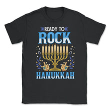 Load image into Gallery viewer, Ready To Rock Hanukkah Jewish Hanukah Holiday Print (Front Print) - Black
