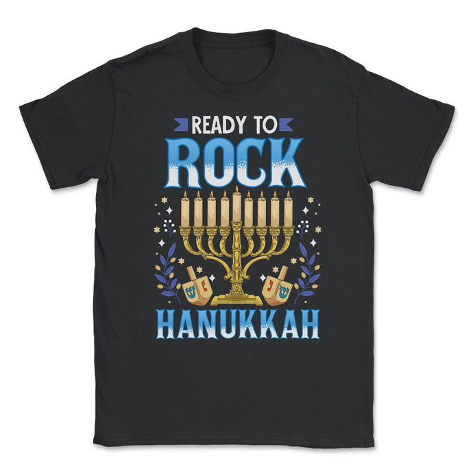 Ready To Rock Hanukkah Jewish Hanukah Holiday Print (Front Print) - Black