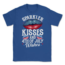 Load image into Gallery viewer, Sparkler Kisses And 4th Of July Wishes For Independence Day Print ( - Royal Blue

