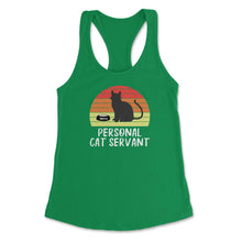 Load image into Gallery viewer, Funny Retro Vintage Cat Owner Humor Personal Cat Servant Print (Front - Kelly Green
