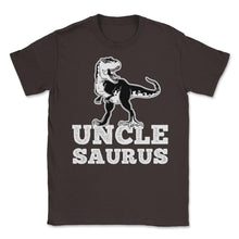 Load image into Gallery viewer, Funny Uncle Saurus T-Rex Dinosaur Lover Nephew Niece Design (Front - Brown
