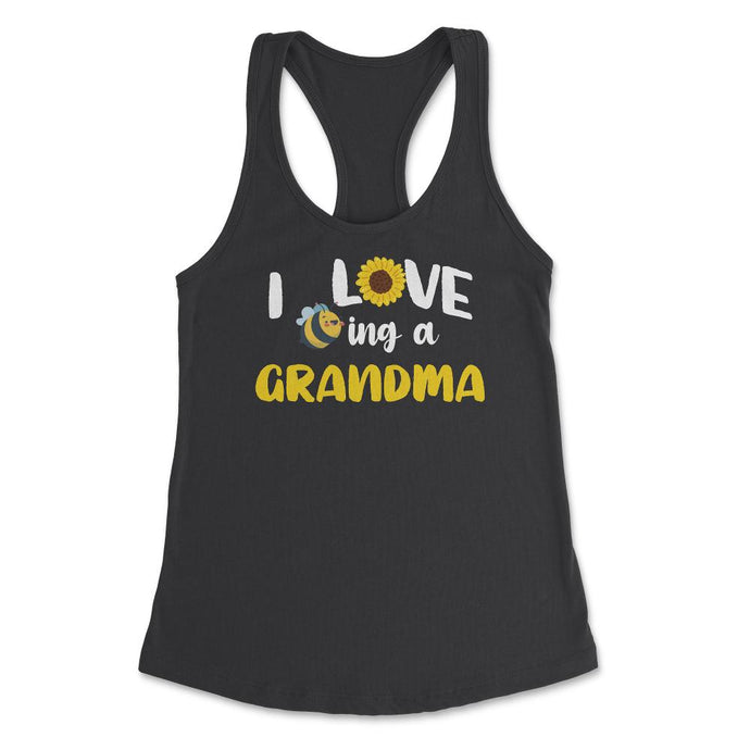 Funny Bee Sunflower I Love Being A Grandma Grandmother Design (Front - Black