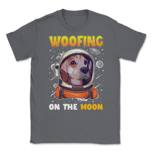 Load image into Gallery viewer, Beagle Astronaut Woofing On The Moon Beagle Puppy Print (Front Print) - Smoke Grey
