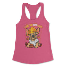Load image into Gallery viewer, French Bulldog Construction Worker Hard Hat &amp; Paws Frenchie Graphic ( - Hot Pink
