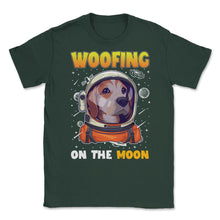 Load image into Gallery viewer, Beagle Astronaut Woofing On The Moon Beagle Puppy Print (Front Print) - Forest Green
