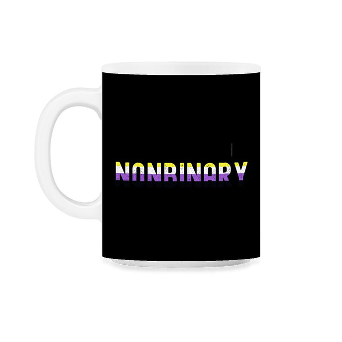 Unapologetically Nonbinary Pride Non-Binary Flag print 11oz Mug - Black on White