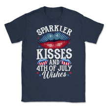 Load image into Gallery viewer, Sparkler Kisses And 4th Of July Wishes For Independence Day Print ( - Navy
