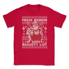 Load image into Gallery viewer, Ugly Christmas Product Style Proud Member Santa Naughty List Print ( - Red
