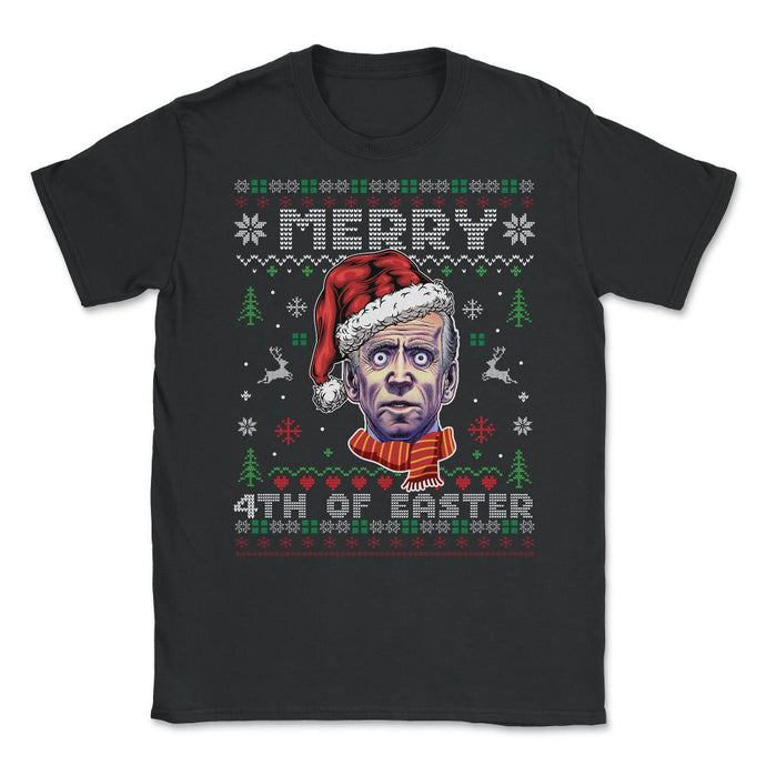 Joe Biden Ugly Christmas Design Style Merry 4th Of Easter Product ( - Black