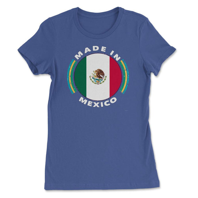Vintage Made In Mexico T Shirt Mexico Flag (Front Print) Women's Tee - Royal Blue