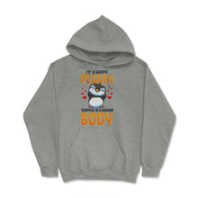 Load image into Gallery viewer, I&#39;m A Happy Penguin Trapped In A Human Body Funny Kawaii Print (Front - Grey Heather
