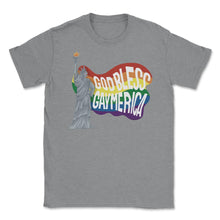 Load image into Gallery viewer, God Bless Gaymerica Statue Of Liberty Rainbow Pride Flag Design ( - Grey Heather
