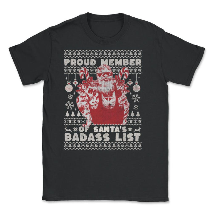 Ugly Christmas Product Style Proud Member Santa Badass List Print ( - Black
