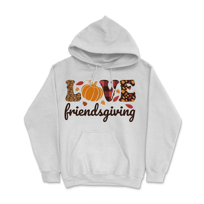 Love Friendsgiving Text With Pumpkin & Autumn Leaves Print (Front - White