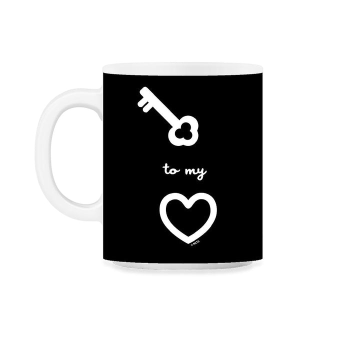 Key to my heart Valentine Minimalist Romantic Valentine product 11oz - Black on White