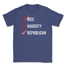 Load image into Gallery viewer, Nice Naughty Republican Funny Christmas List For Santa Claus Graphic - Purple
