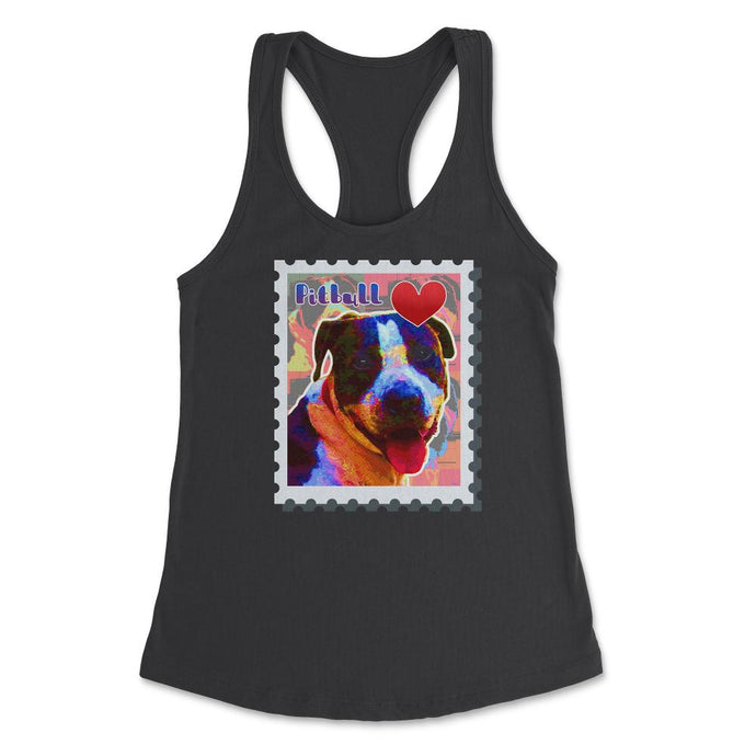 Pitbull Love Stamp Product Tee Gifts Graphic Design Tee Gift (Front - Black