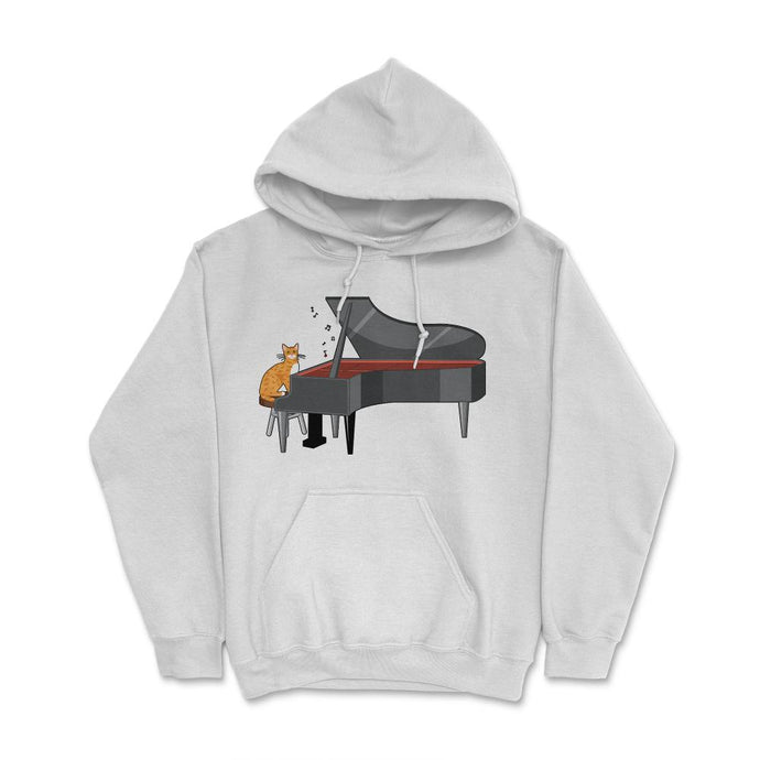 Funny Cat Playing Piano Pianist Music Instrument Cat Lover Design ( - White