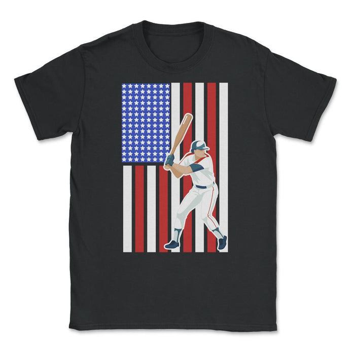 Funny Baseball Batter Hitter USA American Flag Patriotic Product ( - Black