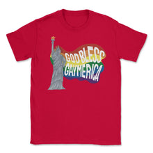 Load image into Gallery viewer, God Bless Gaymerica Statue Of Liberty Rainbow Pride Flag Design ( - Red
