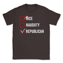 Load image into Gallery viewer, Nice Naughty Republican Funny Christmas List For Santa Claus Graphic - Brown
