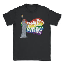 Load image into Gallery viewer, God Bless Gaymerica Statue Of Liberty Rainbow Pride Flag Design ( - Black

