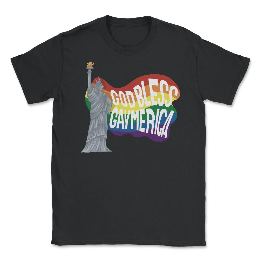 God Bless Gaymerica Statue Of Liberty Rainbow Pride Flag Design ( - Black