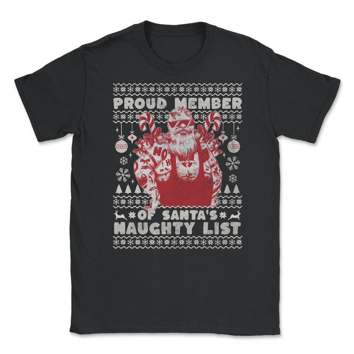 Ugly Christmas Product Style Proud Member Santa Naughty List Print ( - Black