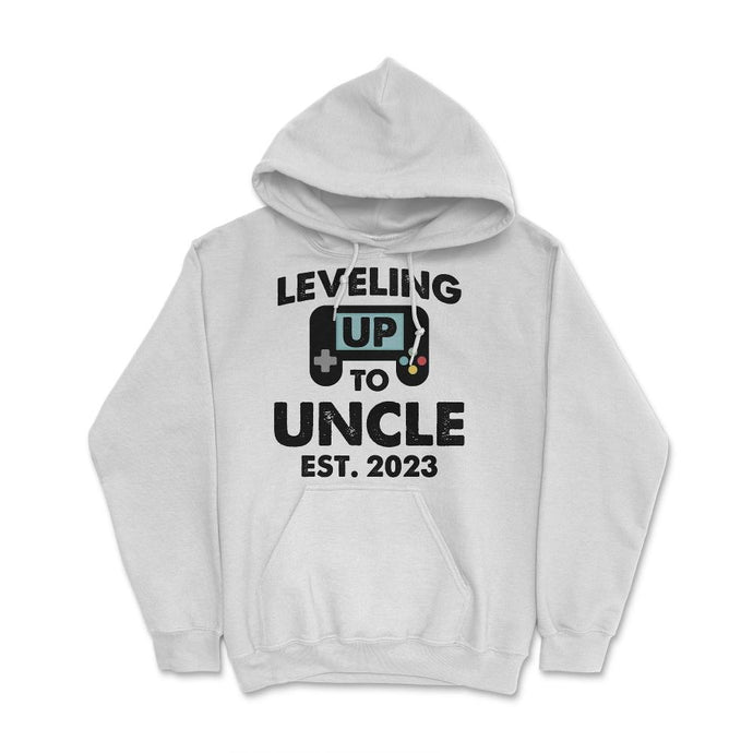 Funny Leveling Up To Uncle Gamer Vintage Retro Gaming Graphic (Front - White