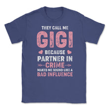 Load image into Gallery viewer, Funny Gigi Partner In Crime Bad Influence Grandma Humor Graphic ( - Purple
