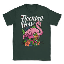 Load image into Gallery viewer, Flamingo Flocktail Hour Funny Flamingo Lover Pun Design (Front Print) - Forest Green
