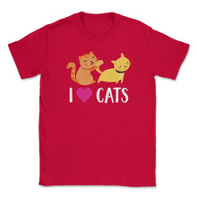 Load image into Gallery viewer, Funny I Love Cats Heart Cat Lover Pet Owner Cute Kitten Product ( - Red
